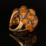 18 Carat Rose Gold Mexican Fire Opal and Black Diamond Ring