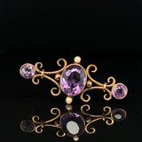 9ct gold Amethyst and Pearl Brooch