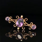 9ct gold Amethyst and Pearl Brooch