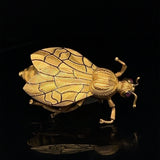 Antique 18 Carat Yellow Gold Bee Brooch With Concealed Triple Locket