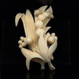 Antique Carved Ivory Lily Of The Valley Brooch
