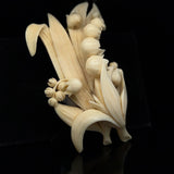 Antique Carved Ivory Lily Of The Valley Brooch