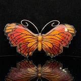 Antique Silver Enamel Butterfly Brooch