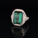 18ct Green Tourmaline And Diamond Ring