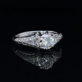 Eighteen Carat White Gold Diamond Ring with Scrolled Shoulders
