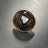 Stering Silver Banded Agate Large Dome Ring