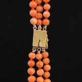 Antique Triple Strand of Graduated Angle Skin Coral Necklace