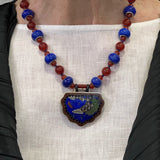 Antique Cloisonné Enamelled Buckle Pendant Necklace