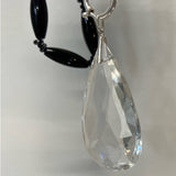 Antique Lead Crystal  Faceted Drop On Onyx Necklace And Earrings