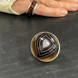 Stering Silver Banded Agate Large Dome Ring