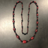 Faux Cherry Amber and Faceted Black Onyx Bead Neckace