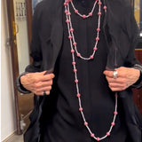 Murano Millefiori and White Glass bead long necklace