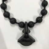 Lava Bead Necklace With The Lips Of Salvador Dali Lips