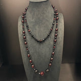 Faceted Bakelite Faux Cherry Amber and Faceted Onyx Necklace