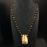 Antique Ivory And Shakudo Pendant Necklace