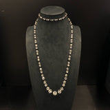 Antique Lead Crystal And Black Onyx Bead Long Necklace