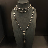 Antique Lead Crystal, French Jet And Black Onyx Necklace With Tassel