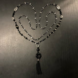 Antique Lead Crystal, French Jet And Black Onyx Necklace With Tassel