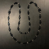 Antique Lead Crystal French Jet And Black Onyx Necklace