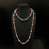 Murano Millefiori and White Glass bead long necklace