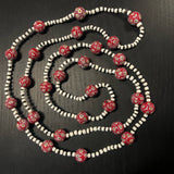 Murano Millefiori and White Glass bead long necklace