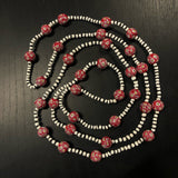 Murano Millefiori and White Glass bead long necklace