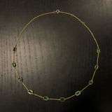 Eighteen Carat Yellow Gold And Emerald Station Necklace
