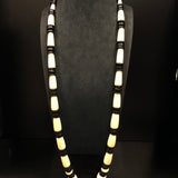 Vintage Bead And Vulcanite Disc Long Necklace