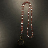 Red Agate And Shell Mini Magnifying Glass Necklace