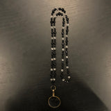 Faceted Black Onyx And Crystal Quartz Magnifying Necklace