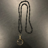 Faceted Black Onyx Mini Magnifying Glass Bead Necklace