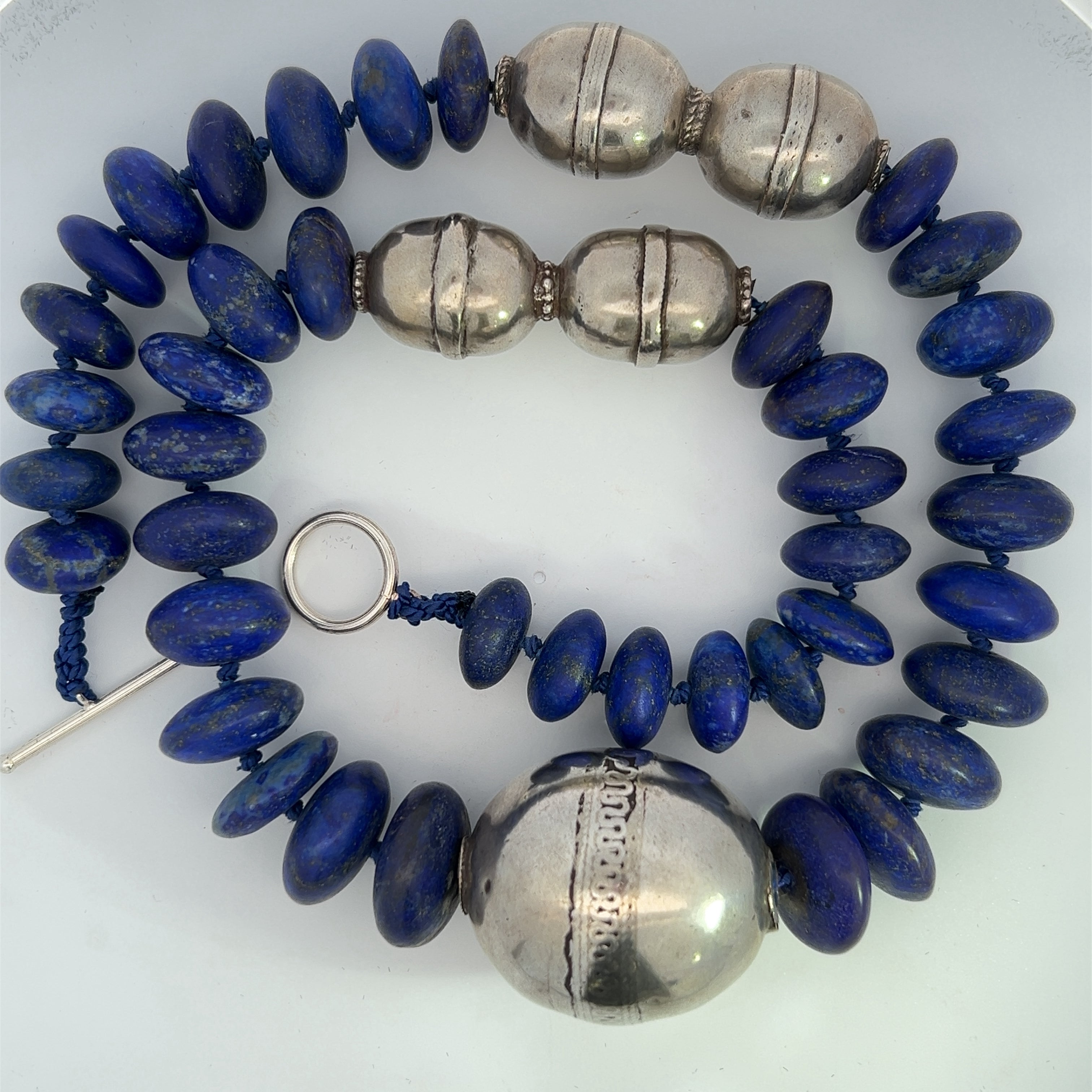 Bespoke Lapis Lazuli And Tribal Bead Necklace