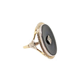 Fourteen Carat White Gold and Black Onyx Diamond Set Ring