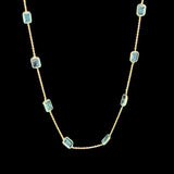 Eighteen Carat Yellow Gold And Emerald Station Necklace